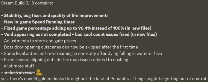 the patch notes which included duck invasion